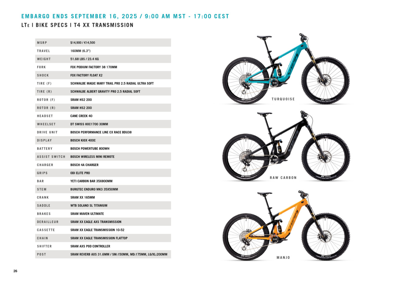 YETI LTe XX TRANSMISSION